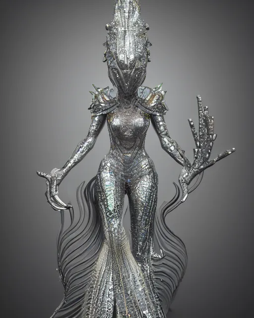 Prompt: a highly detailed metahuman 4 k close up render of an alien goddess bella hadid monument shakti in iris van herpen dress schiaparelli in diamonds crystals swarovski and jewelry iridescent in style of alphonse mucha gustav klimt trending on artstation made in unreal engine 4