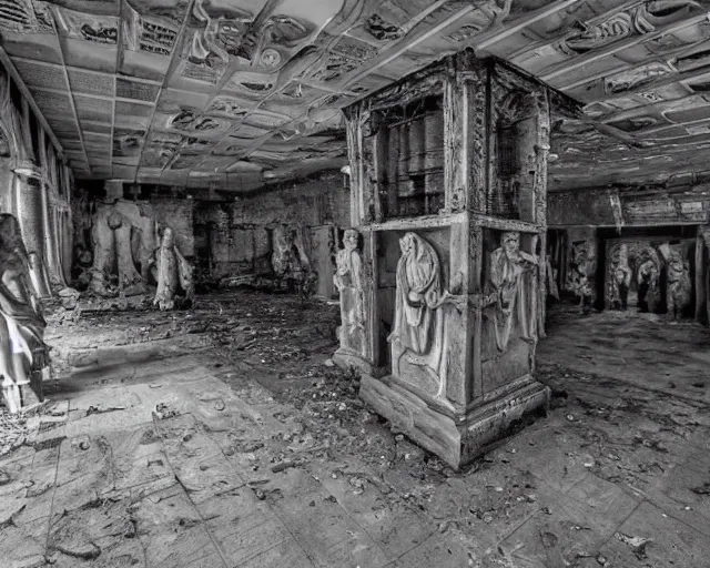Image similar to camera footage of a several weeping angels, False Human Features, in an abandoned shopping mall, Psychic Mind flayer, Terrifying, Insanity :7 , high exposure, dark, monochrome, camera, grainy, CCTV, security camera footage, timestamp, zoomed in, Feral, fish-eye lens, Fast, Radiation Mutated, Nightmare Fuel, Ancient Evil, No Escape, Motion Blur, horrifying, lunging at camera :4 bloody dead body, blood on floors, windows and walls :5