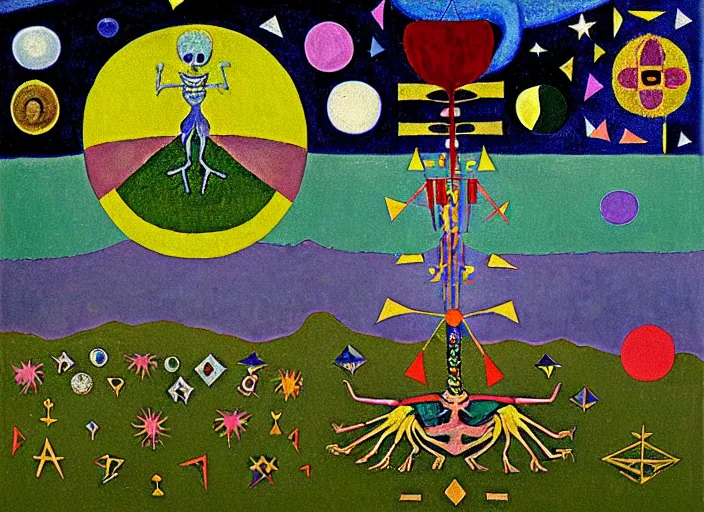 Image similar to pixel decollage painting tarot lovers card composition tower of babel road red armor wonky alien frog and maggot vampire clown knight on a skeleton pale horse in a dark green cloudy night sky with golden foil jewish stars and diamonds, mountain lake and blossoming field in background, painted by Mark Rothko, Helen Frankenthaler, Danny Fox and Hilma af Klint, pixelated, neo expressionism, semi naive, pastel colors, cinematic, color field painting, cave painting, voxel, pop art look, outsider art, minimalistic. Bill Traylor painting, part by Philip Guston, Amano and Francis Bacon. art by Adrian Ghenie and Storm Thorgerson, very coherent symmetrical artwork, cinematic, hyper realism, high detail, octane render, unreal engine, Smooth gradients, depth of field, full body character drawing, extremely detailed, 8k, extreme detail, intricate detail, masterpiece