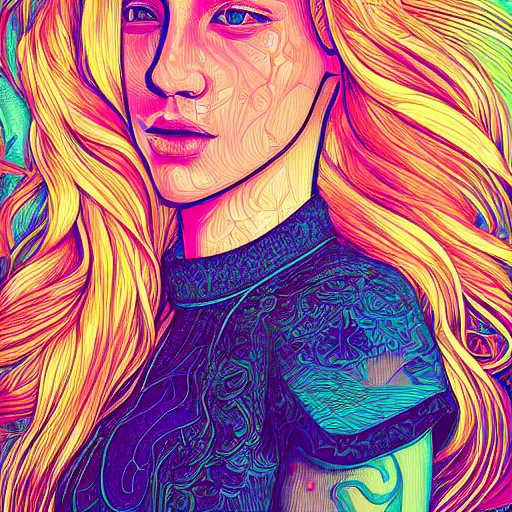 Prompt: a portrait of an incredibly beautiful, colorful, graceful, elegant, and sophisticated young blonde girl made of garlic, an ultrafine detailed illustration by james jean, intricate linework, bright colors, final fantasy, behance contest winner, vanitas, angular, altermodern, unreal engine 5 highly rendered, global illumination, radiant light, detailed and intricate environment