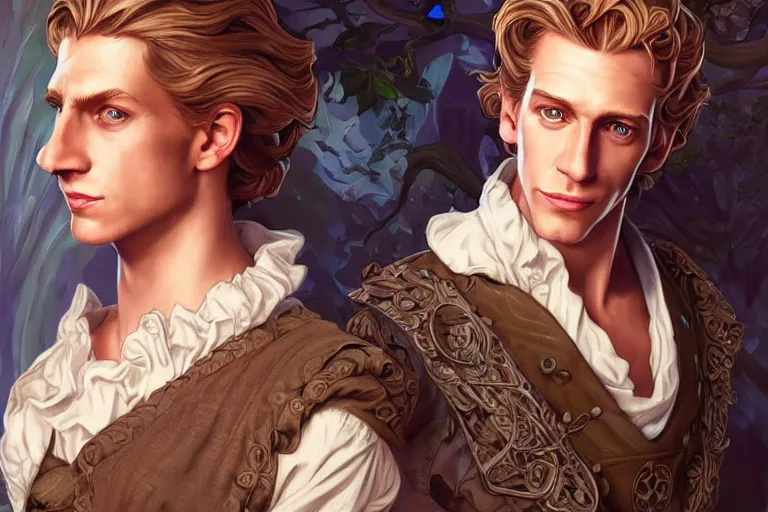 Prompt: Guybrush Threepwood, cute, fantasy, intricate, elegant, highly detailed, digital painting, 4k, HDR, concept art, smooth, sharp focus, illustration, art by artgerm and H R Giger and alphonse mucha