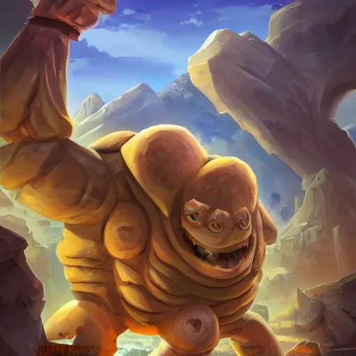 Prompt: ((((giant rock elemental golem monster)))), dust and rock theme, hearthstone art style, epic fantasy card game art