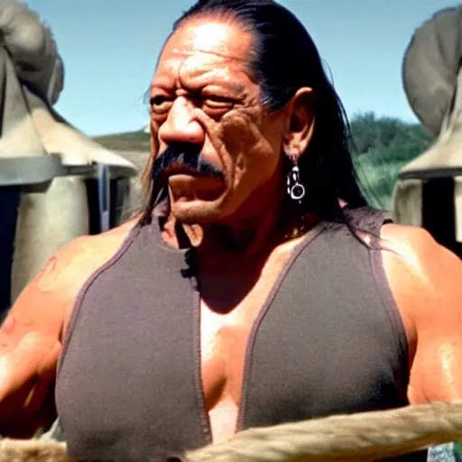 Prompt: Danny Trejo with machete appears in teletubbies