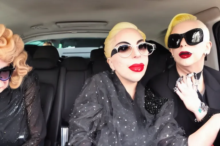 Image similar to lady gaga and judy garland carpool karaoke