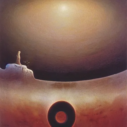 Prompt: center of black hole, with strong pirate motive by zdzisław beksinski, oil on canvas