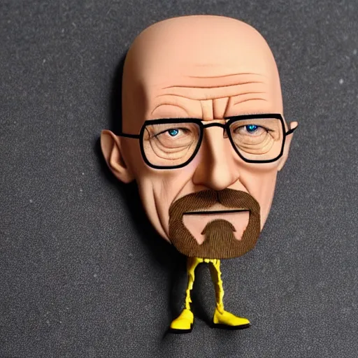 Image similar to a stopmotion puppet of walter white, vinyl action figure, plastic, toy