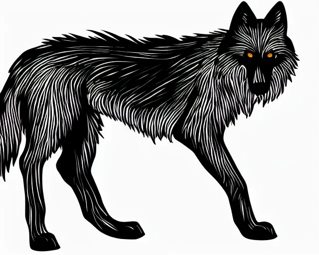 Image similar to professional digital art of a full-body outline of a wolf, proportional, very simple, no color, high quality, HD, 8K,