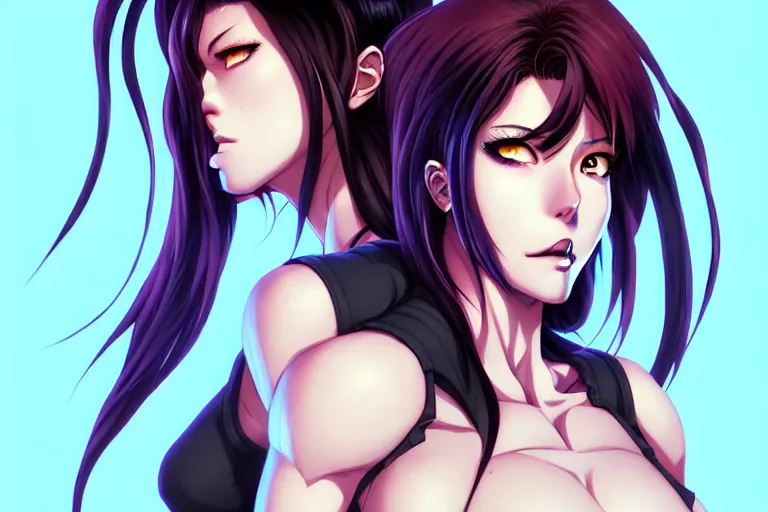 Image similar to a portrait of revy from black lagoon manga, symmetrical eyes, symmetrical face, art by lois van baarle and loish and ross tran and rossdraws and sam yang and samdoesarts and artgerm, digital art, highly detailed, intricate, sharp focus, trending on artstation hq, deviantart, unreal engine 5, 4 k uhd image