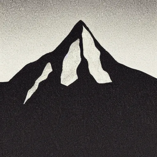 Image similar to a black dot in the sky spaghettifying a mountain, dark lighting, landscape