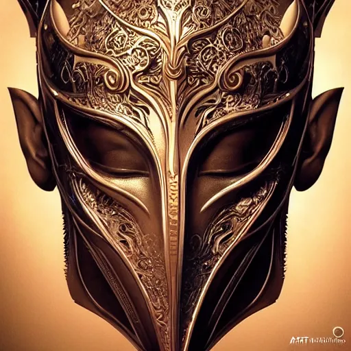 Image similar to Very very very very highly detailed epic photo of full face with beautiful ornamental venetian mask, intricate, dystopian, sci-fi, extremely detailed, digital painting, artstation, concept art, smooth, sharp focus, illustration, intimidating lighting, incredible art by Artgerm and Vincent di Fate and Anton Pieck