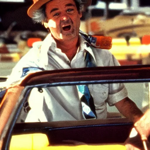 Image similar to bill murray in fear and loathing in las vegas, movie still, promotional shot