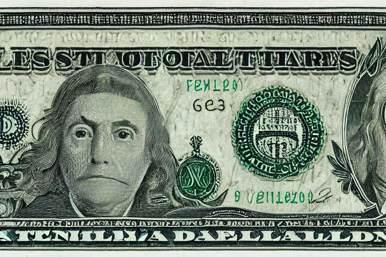 Image similar to one dollar bill with caracal face, intaglio style, macro, realistic