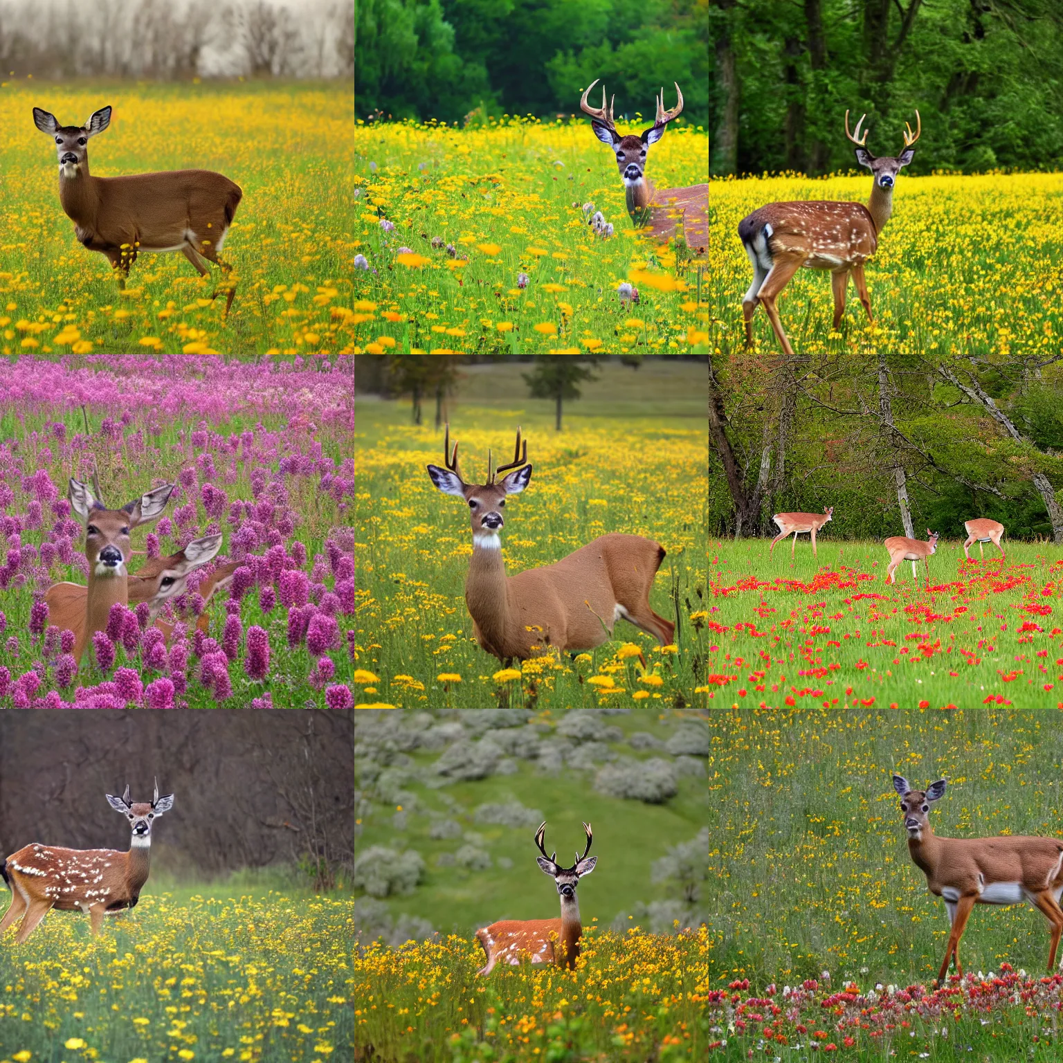 Prompt: deer in a flower meadow