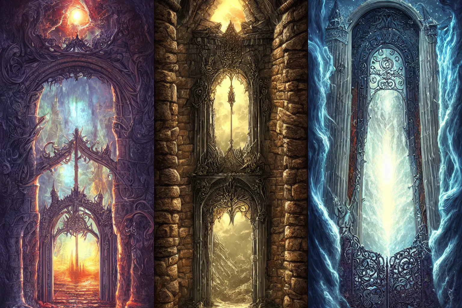 Prompt: The gate to the eternal kingdom of magic, fantasy, digital art, HD, detailed.