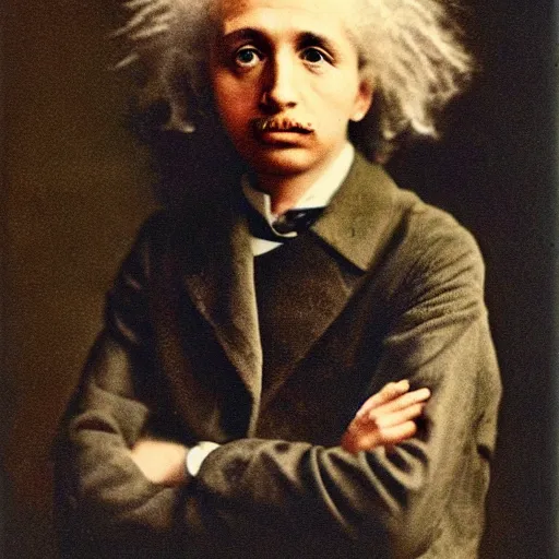 Prompt: teenage einstein portrait