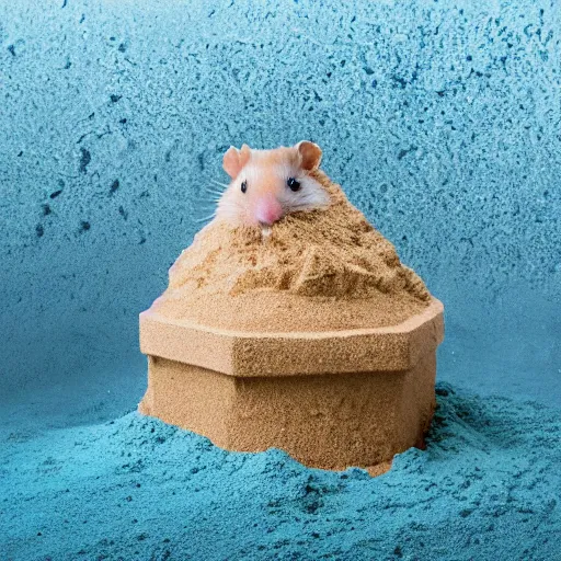 Prompt: Photo of a hamster making a giant sandcastle, highly-detailed 4K award-winning