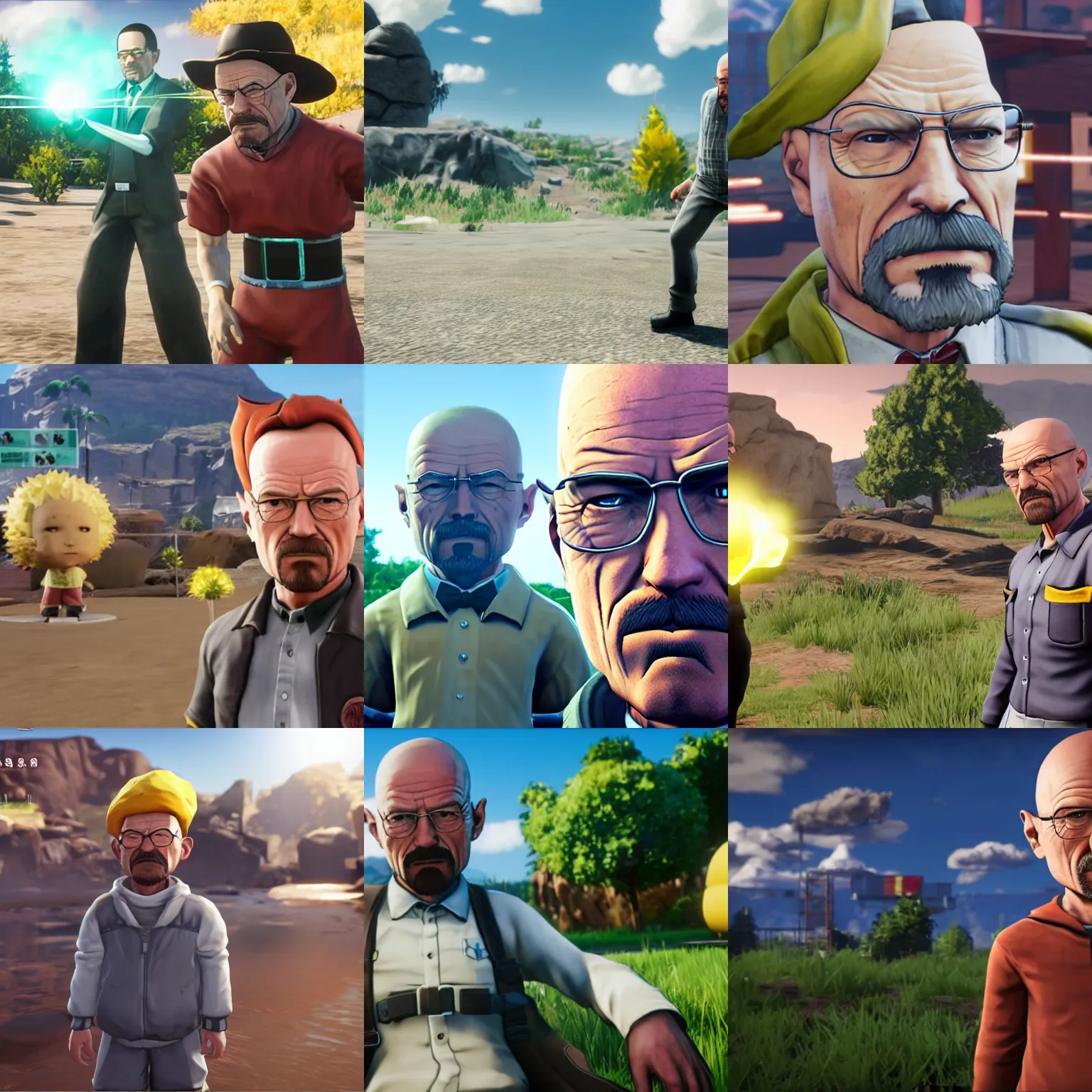 Prompt: walter white in jump force, in game screenshot, hd