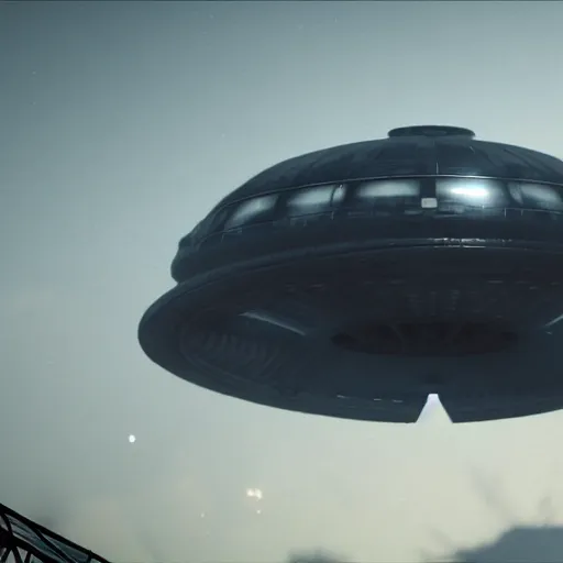 Image similar to alien spaceship landing in London, in the style of Zak Snyder, unreal engine, 8k