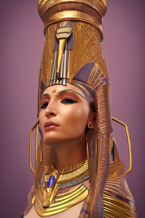 Prompt: a photo of a beautiful egyptian ancient alien woman goddess in jewelery and fractals art nuvo alphonse mucha trending on artstation made in unreal engine 4 octane render in 8 k