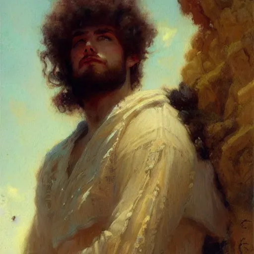 Prompt: A handsome man with a perm, painting by Gaston Bussiere and Greg Rutkowski, trending on artstation, 4k, 8k