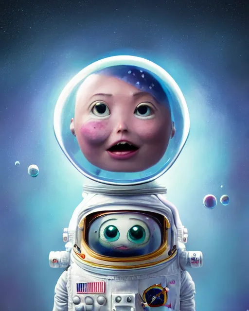 Prompt: an epic comic book style full body portrait painting of a astronaut bubble head, elegant, character design by Mark Ryden and Pixar and Hayao Miyazaki, unreal 5, DAZ, hyperrealistic, octane render, cosplay, RPG portrait, dynamic lighting, intricate detail, summer vibrancy, cinematic