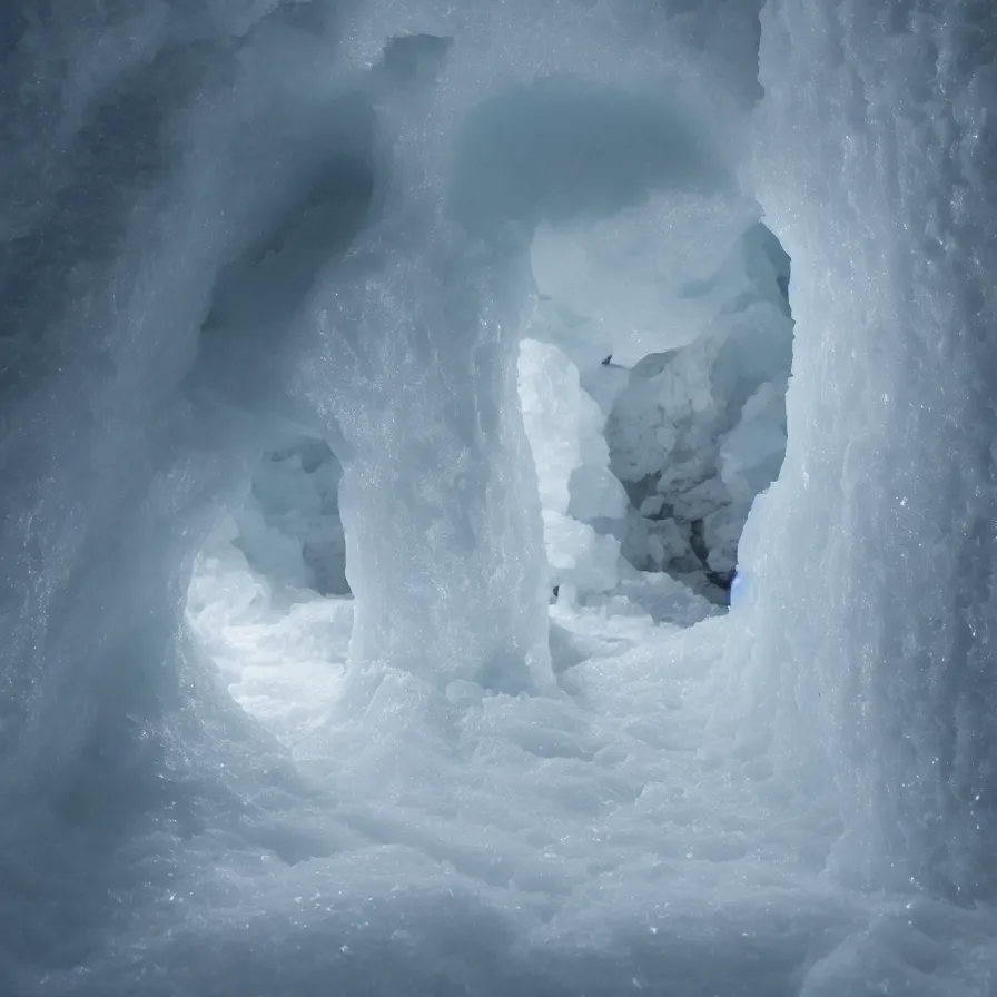 Prompt: cream cheese inside an ice cavern, hd photo