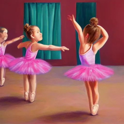 Image similar to painting of peanut dancing ballet, ballet studio, mirrors, hyperrealistic, photorealistic, lighting