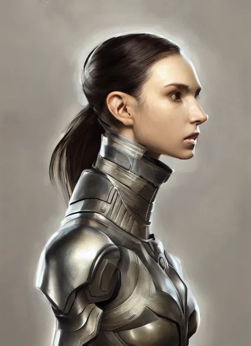 Image similar to a professional painting of a beautiful young female, clothed in stealth armor, olive skin, long dark hair, beautiful bone structure, symmetrical facial features, intricate, elegant, digital painting, concept art, smooth, sharp focus, illustration, from Metal Gear, by Ruan Jia and Mandy Jurgens and Artgerm and William-Adolphe Bouguerea