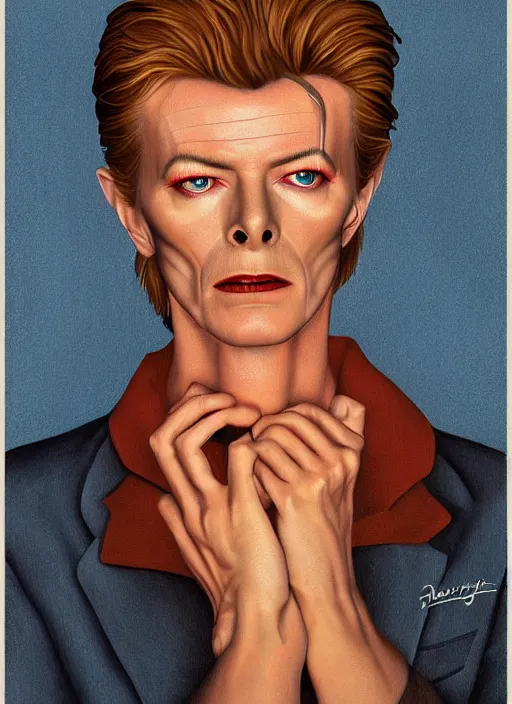 twin peaks poster art, portrait of david bowie | Stable Diffusion | OpenArt