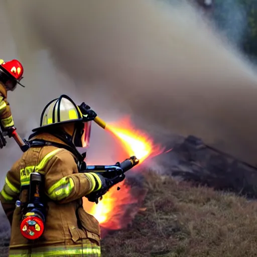 Image similar to mech firefighter drone shooting putting out a fire , insane high detailed, photorealistic, realistic, 35mm -ar 16:9