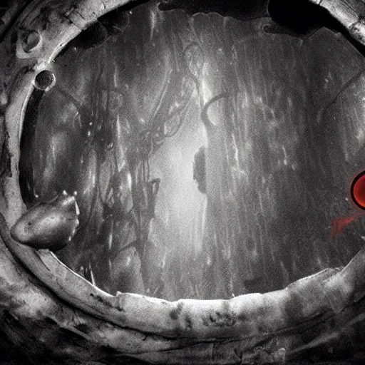 Image similar to underwater abyss,'silent hill ', deep, monster, two eyes, cinematic, realistic, dramatic