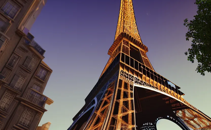 Image similar to photorealistic Eiffel Tower Destroyed. daylight. sunlight. lens flare. light fixtures. 8K. detailed. photorealism. artstation. 25mm f/1.7 ASPH Lens. ultra realistic