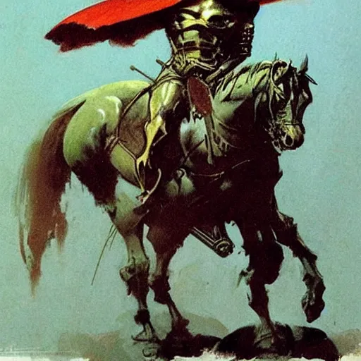 Prompt: knight by frank frazetta, cool