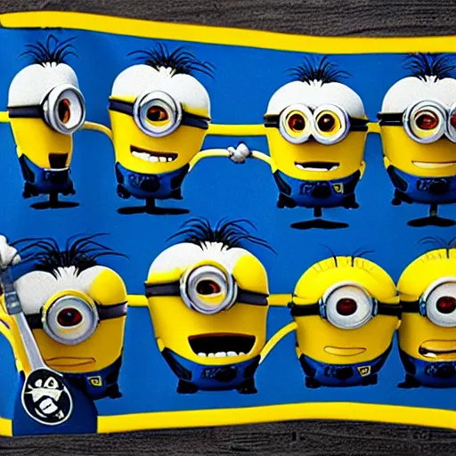 Prompt: minions revolution in usa in 2050 on taburetka