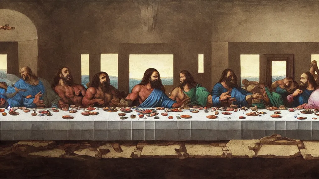 Prompt: joe rogan at the last supper