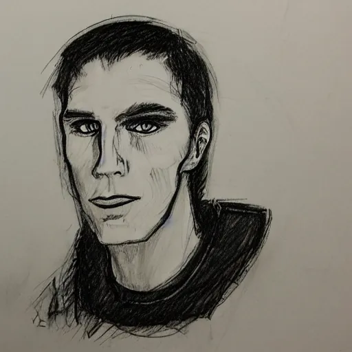 Image similar to a very quick pen sketch of jerma