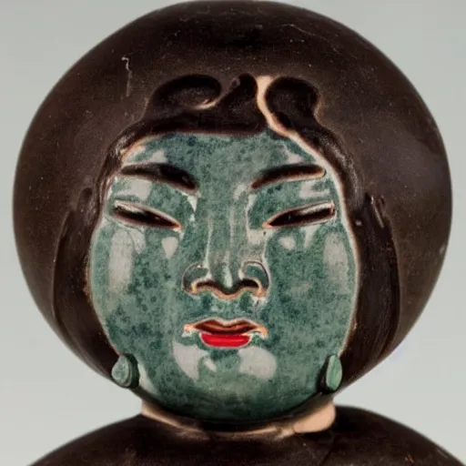 Image similar to ancient chinese ceramic depicting bjork