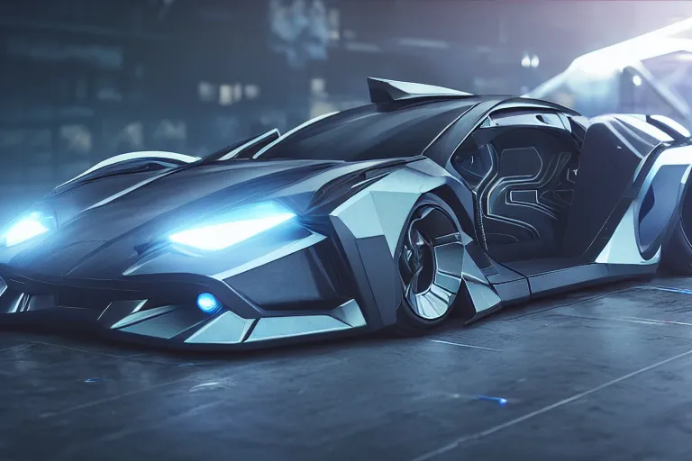 Prompt: cyberpunk concept inspired car, futuristic look, highly detailed body, aerodynamic body, photorealistic camera shot, bright studio setting, studio lighting, crisp quality and light reflections, unreal engine 5 quality render