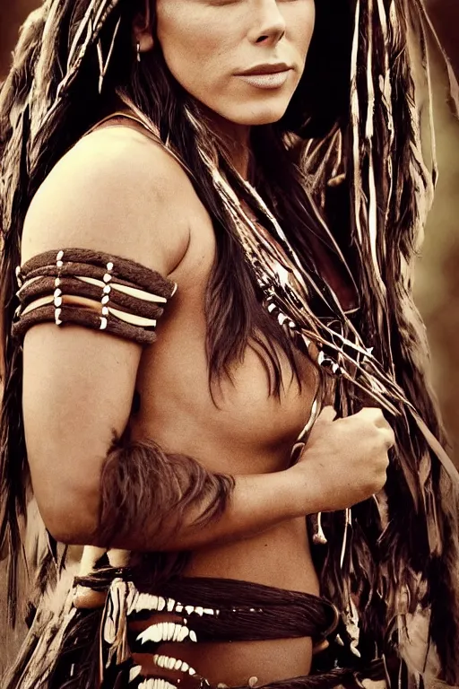 Image similar to Photo of Native American indian woman Kate Beckinsale, portrait, skilled warrior of the Apache, ancient, realistic, detailed, Kate Beckinsale