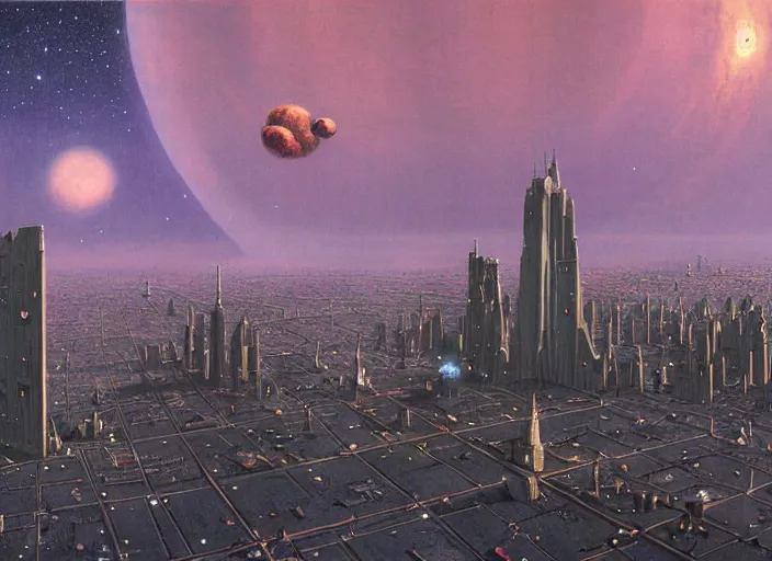 Image similar to the city and the stars, matte painting, peter elson, incredible detail