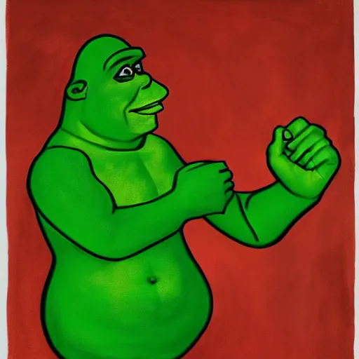 Prompt: portrait of Shrek with studio lighting painted by Pablo Picasso