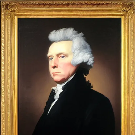 Prompt: donald trump, portrait by gilbert stuart