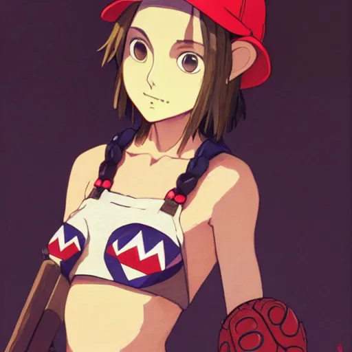 Image similar to beautiful boyish natalie portman alluring gravure model in majora's mask, wearing wooden mask and baseball cap and leotard, street wear with subtle mayan patterns, aztec bathing suit, gapmoe yandere grimdark, trending on pixiv fanbox, painted by greg rutkowski makoto shinkai takashi takeuchi studio ghibli, akihiko yoshida