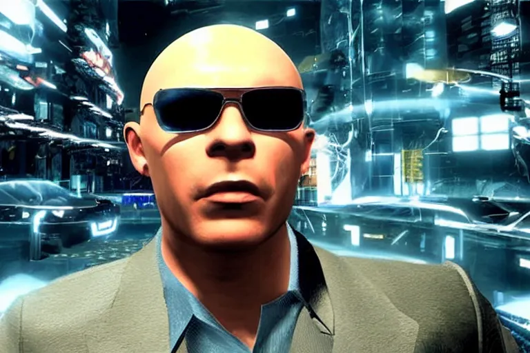 Prompt: pitbull mr. worldwide in a ps 1 game, in 2 0 5 5, y 2 k cybercore, still from a ridley scott movie