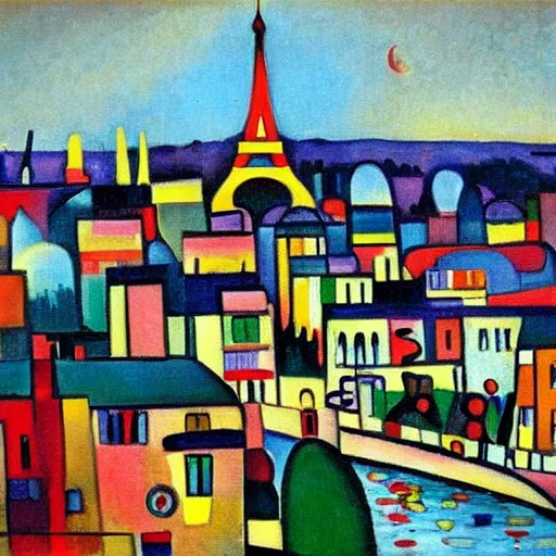Prompt: a painting of paris, by wassily kandinsky