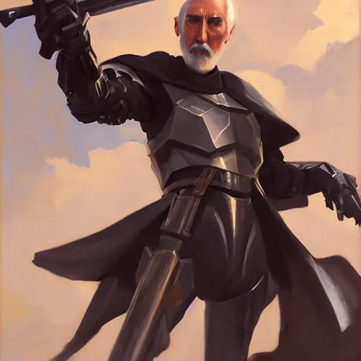 Image similar to greg manchess portrait painting of armored count dooku as overwatch character, medium shot, asymmetrical, profile picture, organic painting, sunny day, matte painting, bold shapes, hard edges, street art, trending on artstation, by huang guangjian and gil elvgren and sachin teng