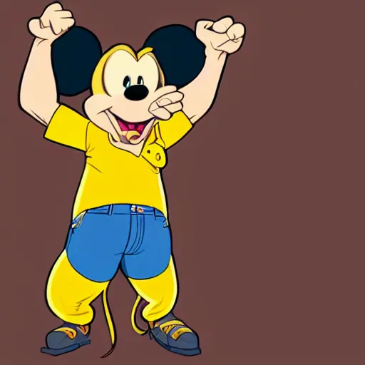 Image similar to 2 d traditional animation, portrait, upper body shot, mid shot, anthropomorphic mouse, female, wearing denim short shorts and a off yellow tank top shirt, in the style of rescue rangers