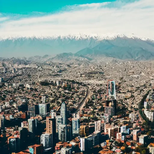 Image similar to santiago de chile, overhead drone shot