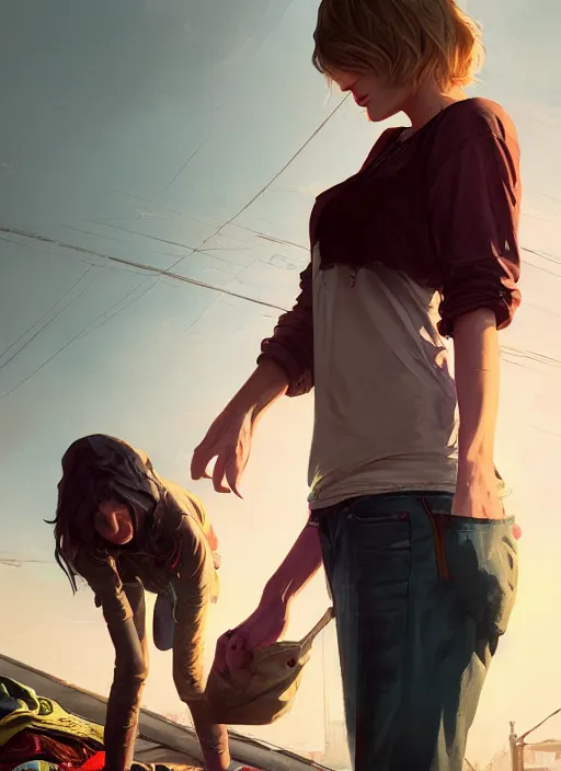 Prompt: Highly detailed full-body portrait of homeless and bruised Taylor Swift, in GTA V, Stephen Bliss, unreal engine, fantasy art by Greg Rutkowski, Loish, Rhads, Makoto Shinkai and Lois van baarle, ilya kuvshinov, rossdraws, Tom Bagshaw, global illumination, radiant light, detailed and intricate environment