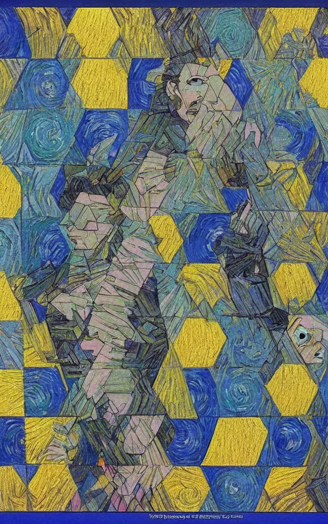 Image similar to cubes and tesseracts. retro art by jean giraud and van gogh. pastel colors.